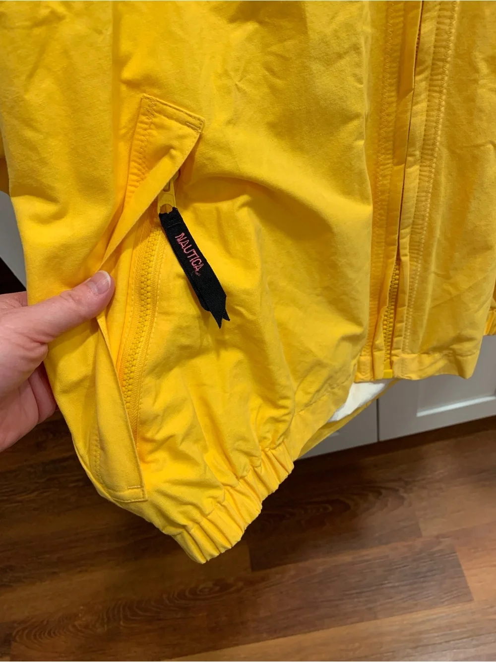 VTG Nautica Bright Yellow Rain Forest Windbreaker Jacket Size M Parrot 90s Rare